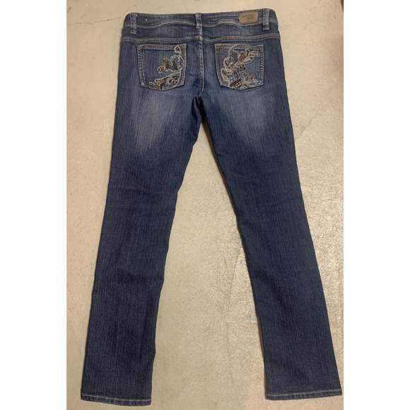 Bongo Jeans Womens 9 Dark Wash Low Rise Embellished Pocket Straight Leg Pants - Picture 6 of 15